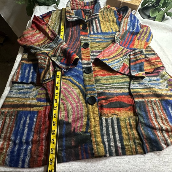 Ali Miles Lagenlook Artsy Abstract Art Knit Wire Collar Jacket XL - Picture 9 of 12